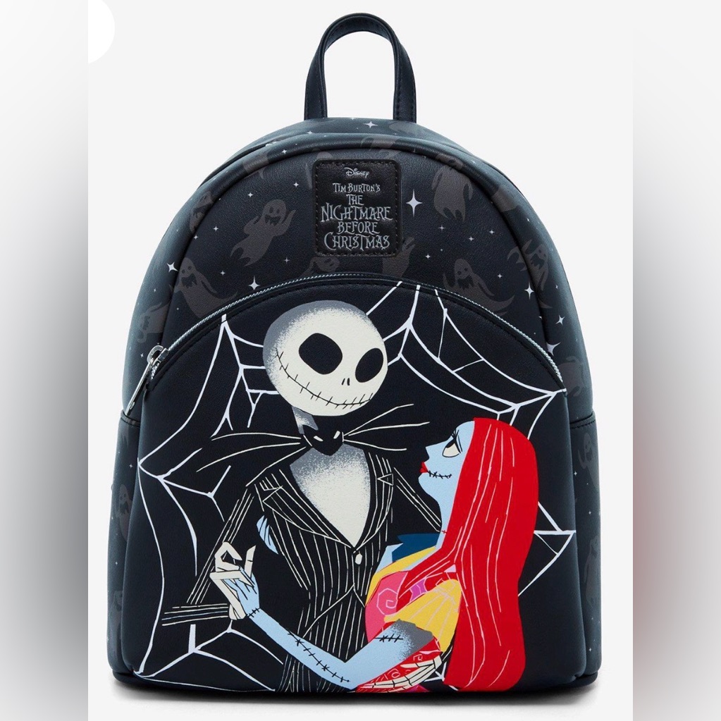 Loungefly The Nightmare Before Christmas Jack & Sally Spiderweb Mini Backpack